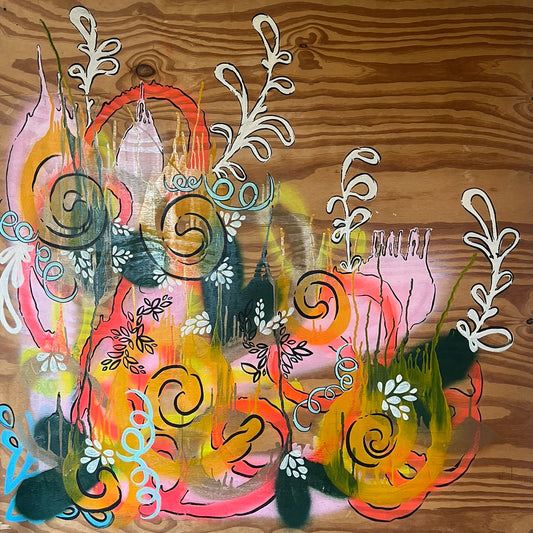 Floral Symphony on Plywood by Anna Carpenter